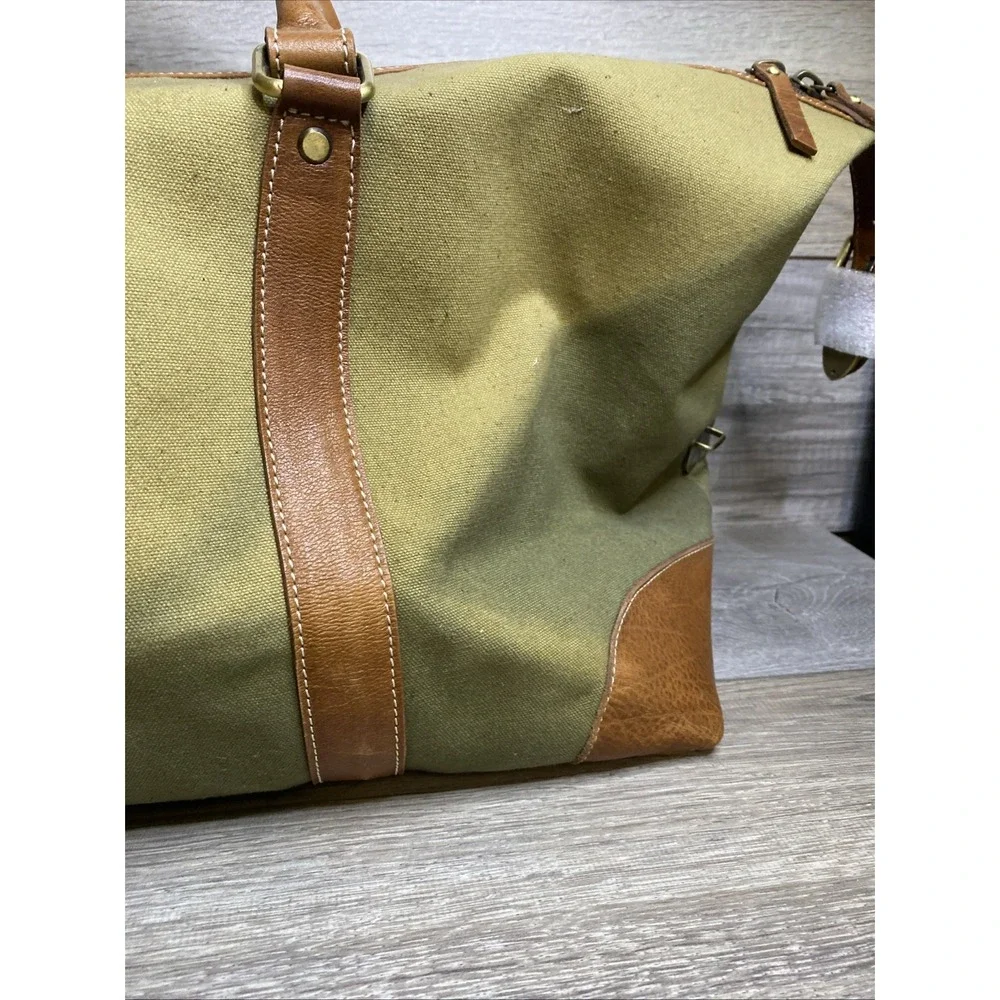 FH Wadsworth NYC Duffle Bag Canvas & Leather Adjustable Straps NWT Embroidered